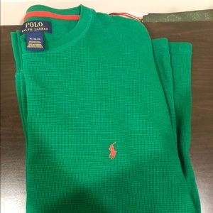 XL POLO RALPH LAUREN GREEN & RED THERMAL CREWNECK
